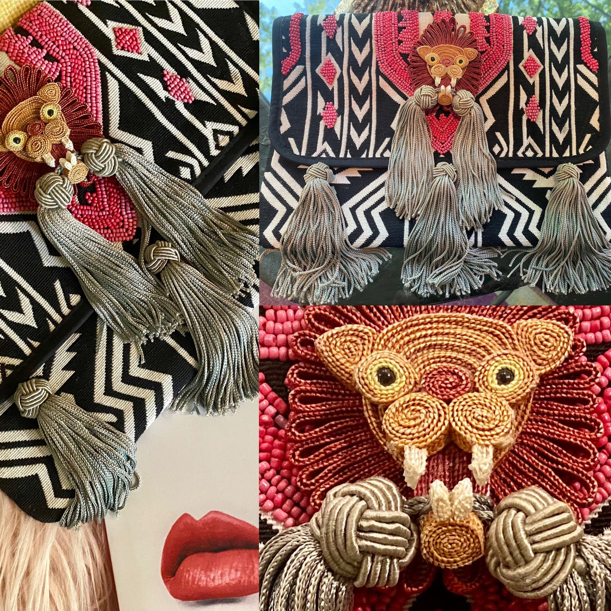 Five Tassel Shimmy Lion Clutch