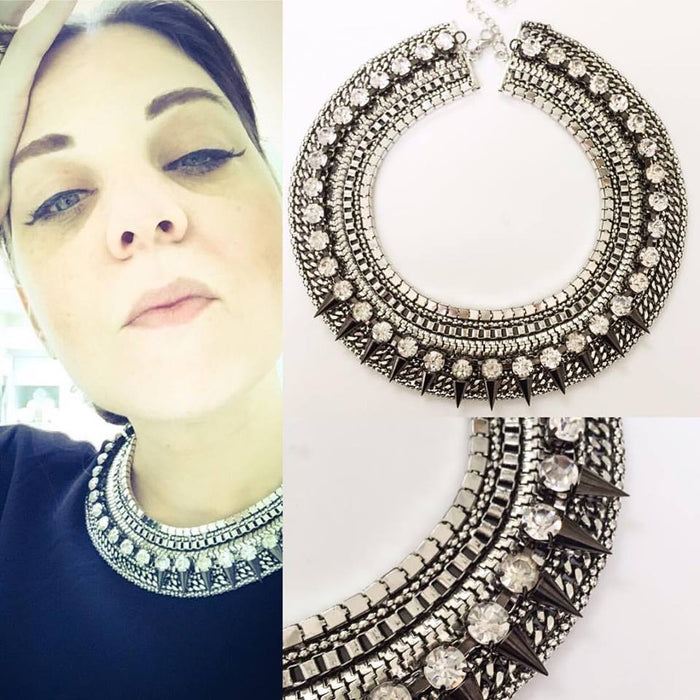 8-Row Silvered Dagger Collar