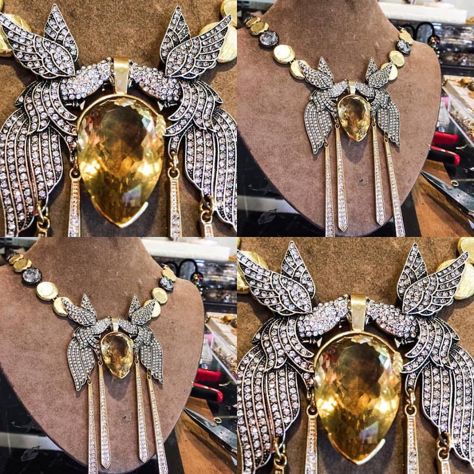 Love Birds with Gold-Caged Citrine