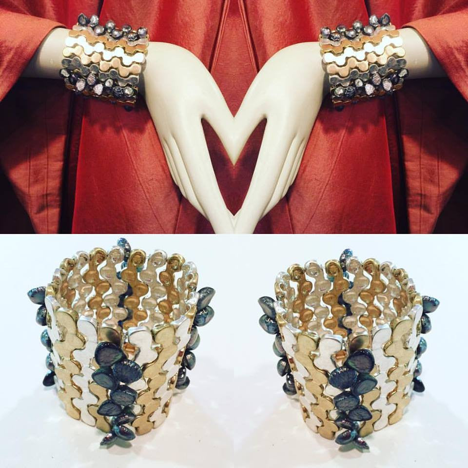 Pair Pearl Brutalist Cuffs