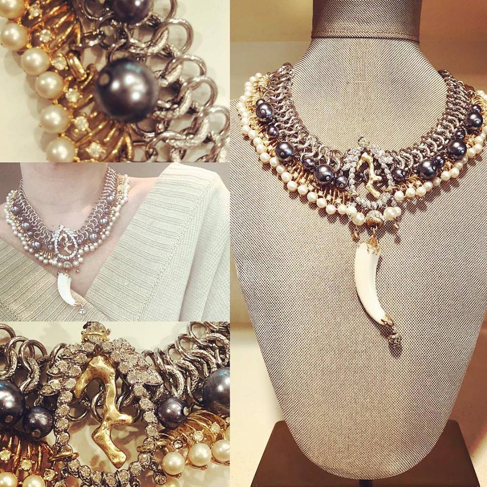 7 Row Pearl and Tusk Collar