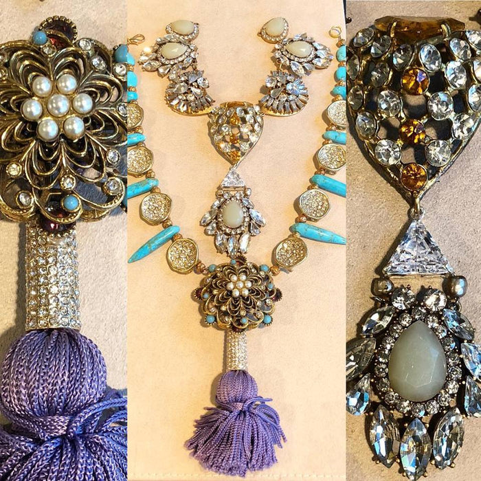 Lavender French Silk Tassel with Turquoise Spears