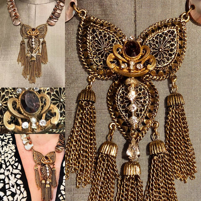 Garnet Filigree Tassel