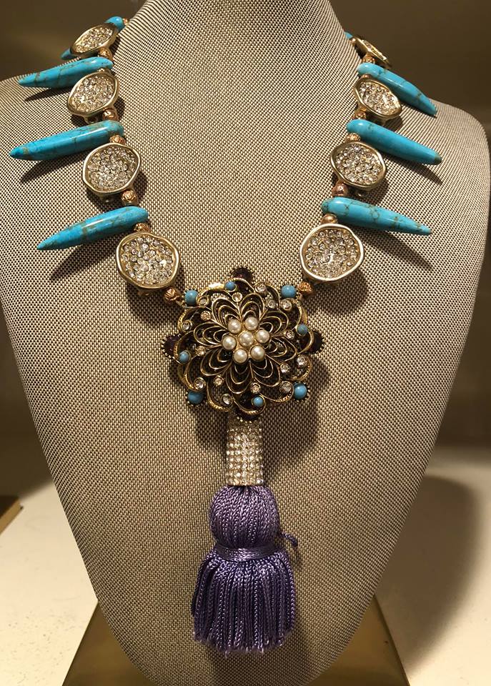 Lavender French Silk Tassel with Turquoise Spears