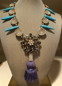 Lavender French Silk Tassel with Turquoise Spears