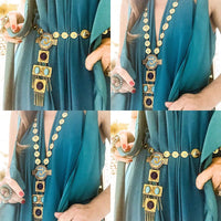 Greek Key and Greek Coin Necklace / Chatelaine
