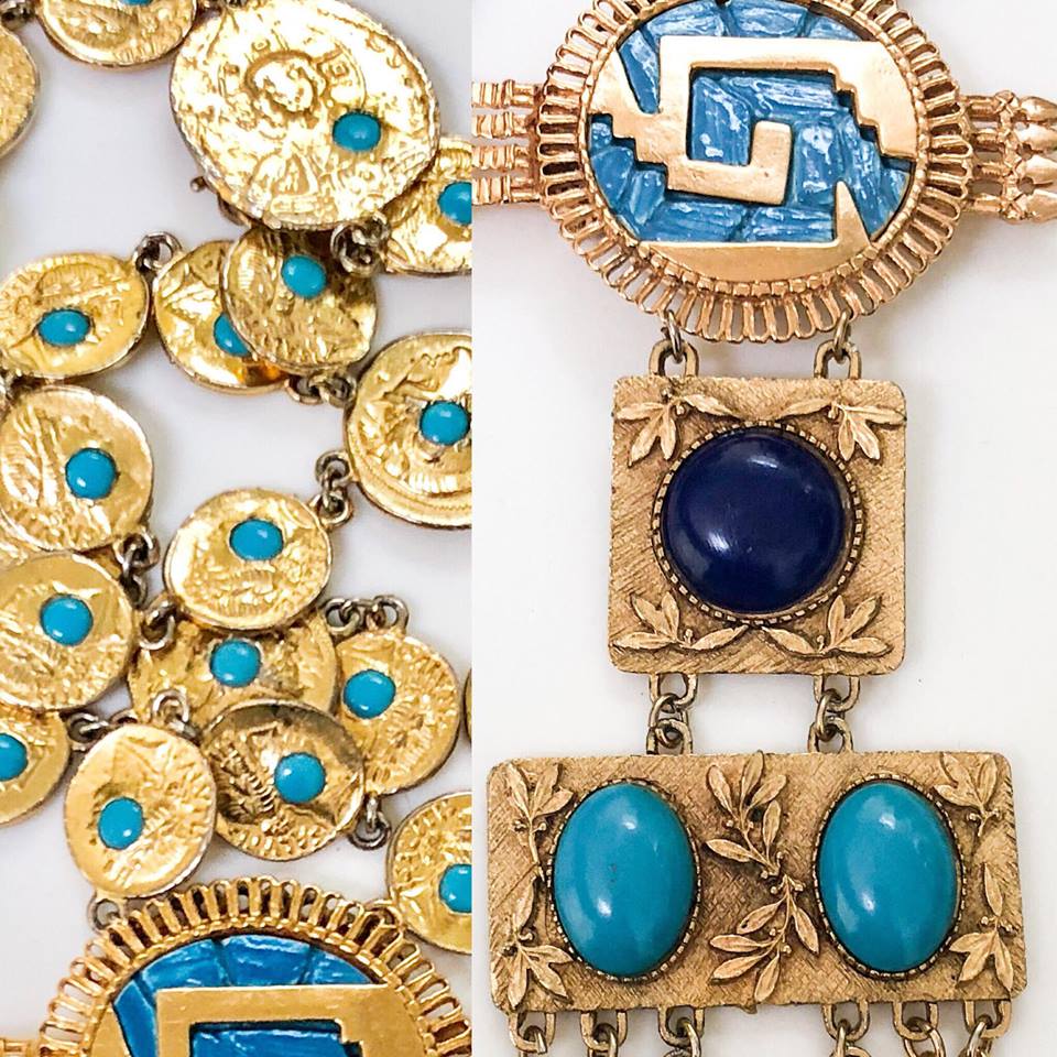 Greek Key and Greek Coin Necklace / Chatelaine
