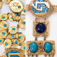 Greek Key and Greek Coin Necklace / Chatelaine