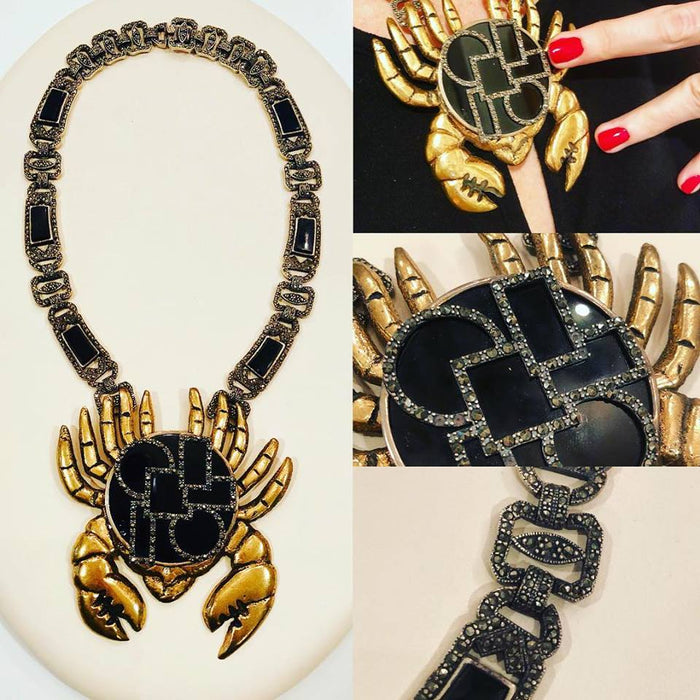 Art Deco, Sterling and Marcasite Crab