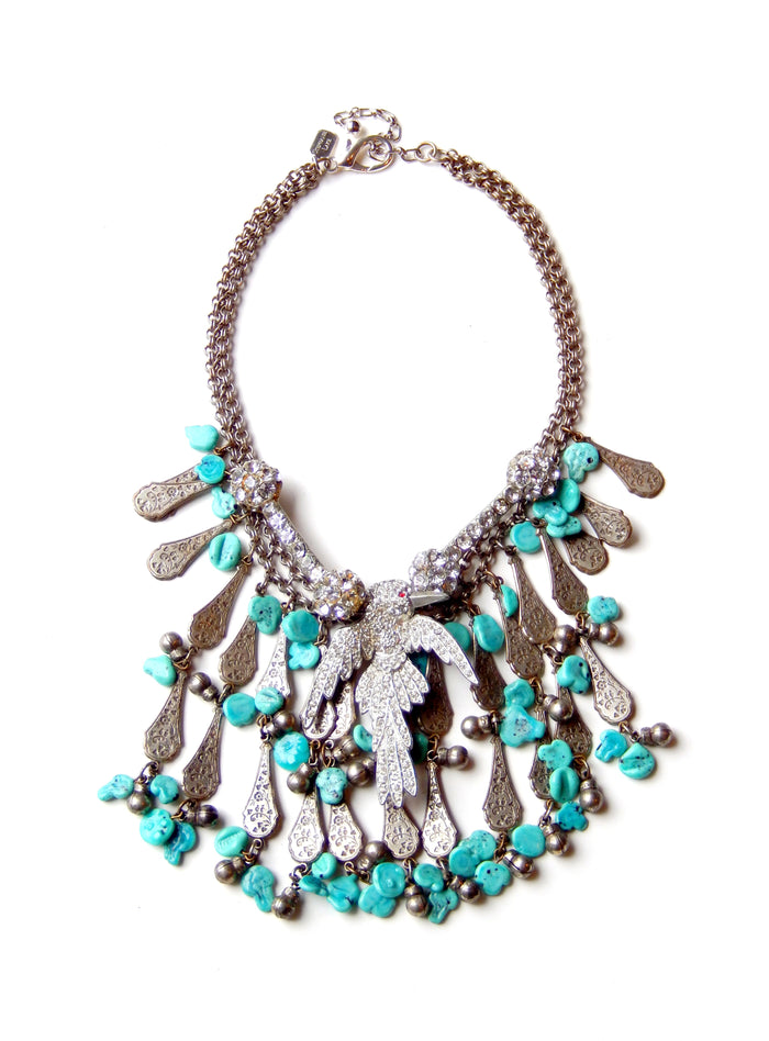 Art Deco Bird and Turquoise Bib