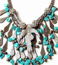 Art Deco Bird and Turquoise Bib