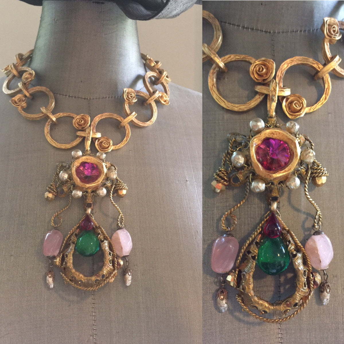 Rose Coil with Rose Quartz and Paste Gems
