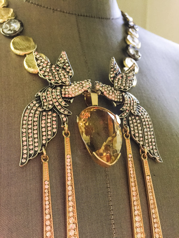 Love Birds with Gold-Caged Citrine