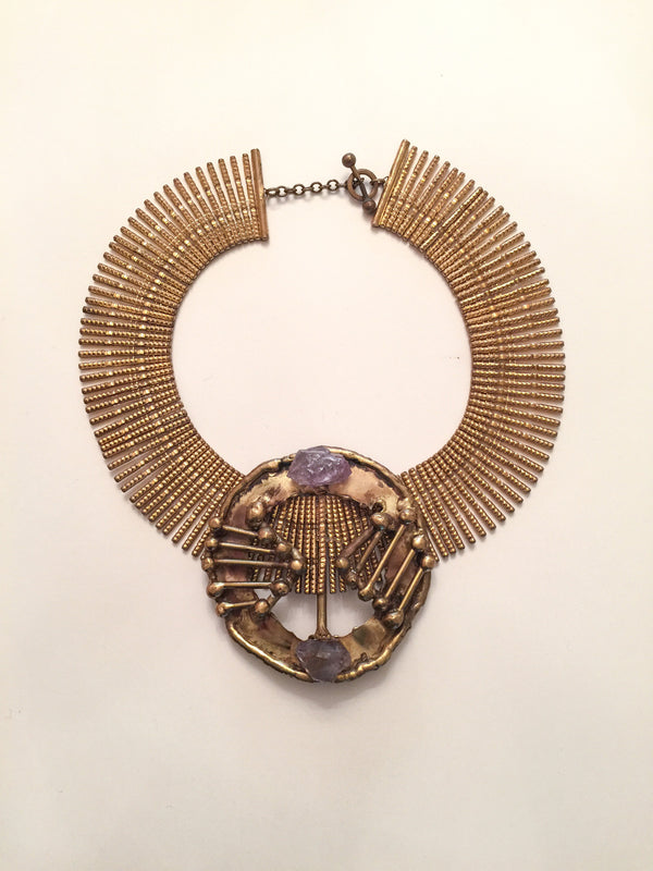Brutalist Emblem with Amethyst Nugget