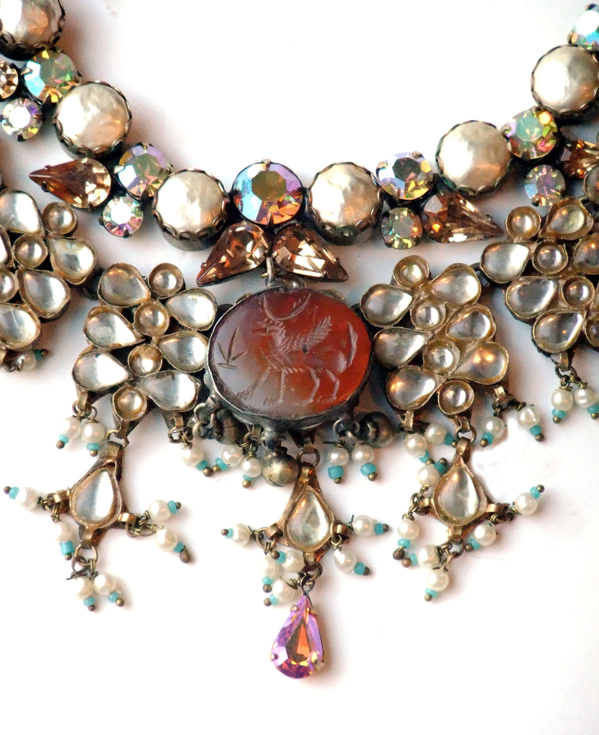 Victorian Opalescent badges with Carved Carnelian