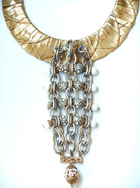 Textured Collar with Enamel and Rhinetone Bib