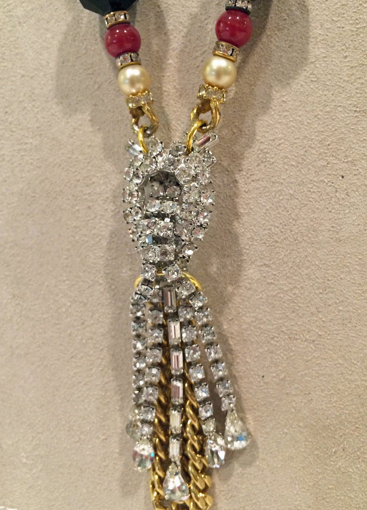 Jet and Rhinestone Tassel (35" long with 4" Tassel)