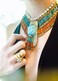 Turquoise and Coral Fringe