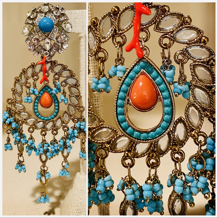Turquoise and Coral Fringe